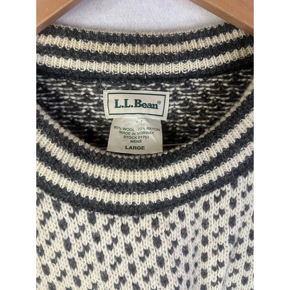 LL Bean Vintage Birdseye Sweater Made In Norway Men's Large
